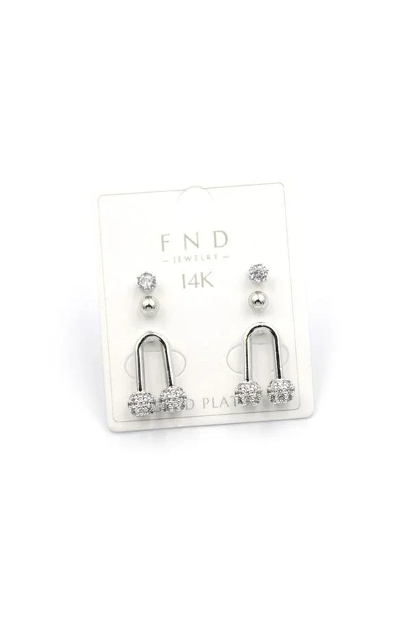 Çoklu Taşlı Küpe - Gümüş