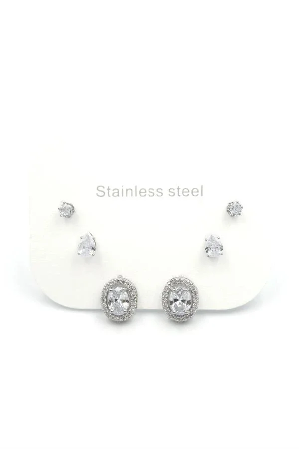 Çoklu Taşlı Küpe - Gümüş