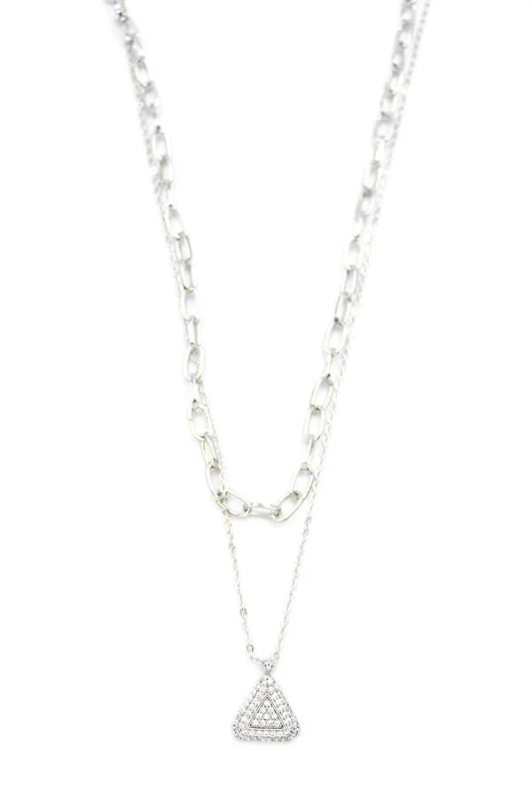 Çoklu Üçgen Kolye - Gümüş