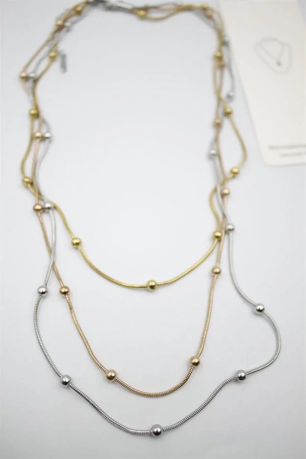 Çoklu Zincir Toplu Çelik Kolye - ÇOK RENKLİ