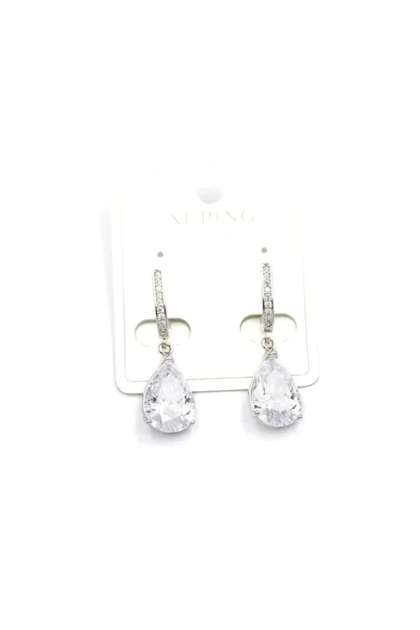 Damla Taşlı Küpe - Gümüş