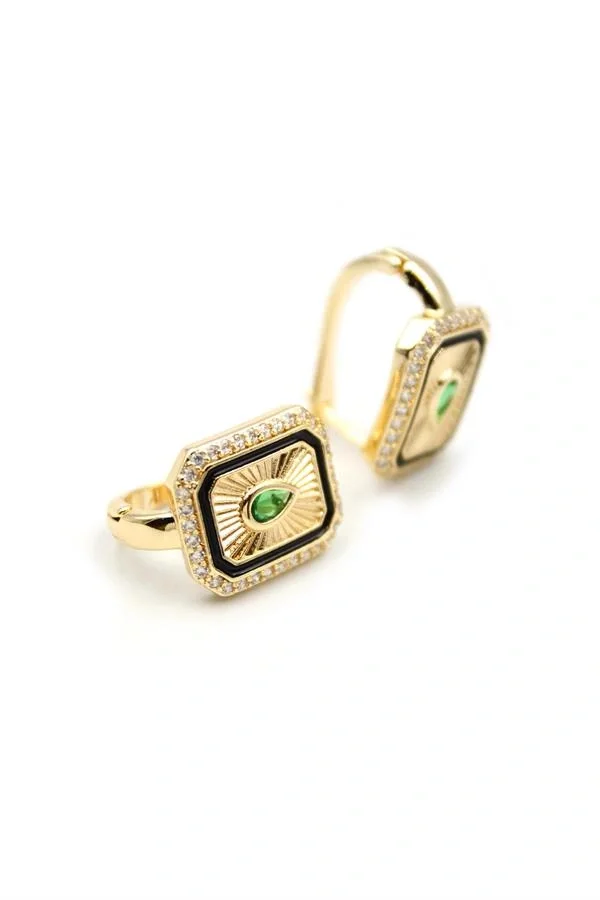 Damla Taşlı Küpe - Yeşil