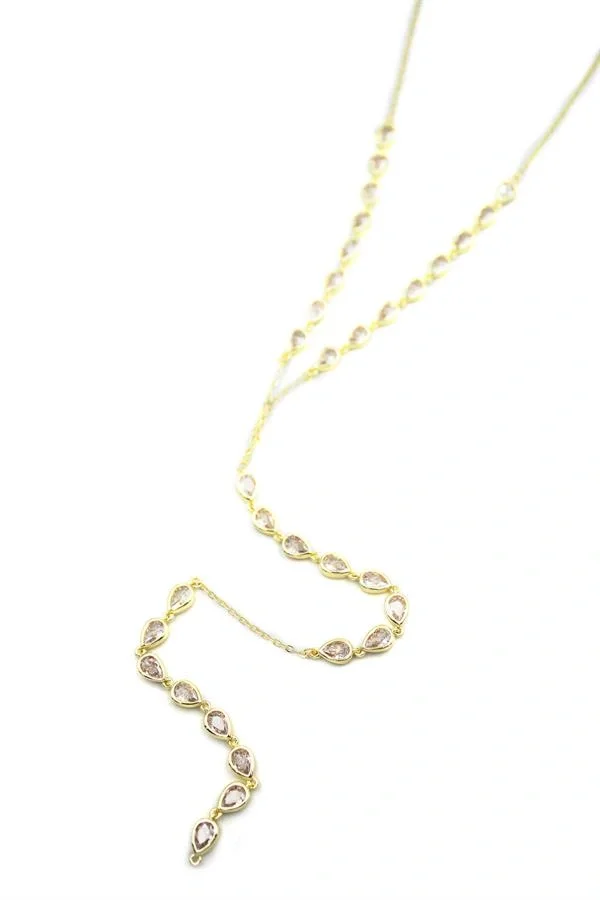 Damla Taşlı Y Kolye - Altın