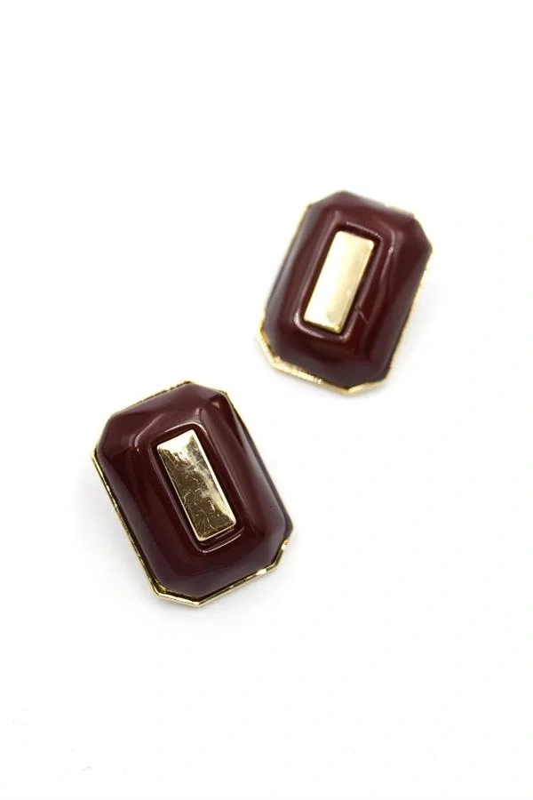 Dikdörtgen Küpe - Bordo