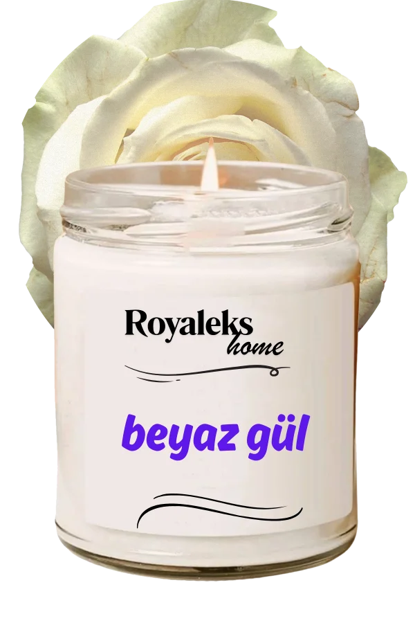 Doğal Özel Seri Kokulu Dekoratif Kavanoz Mum 210 cc - Beyaz Gül - RYL