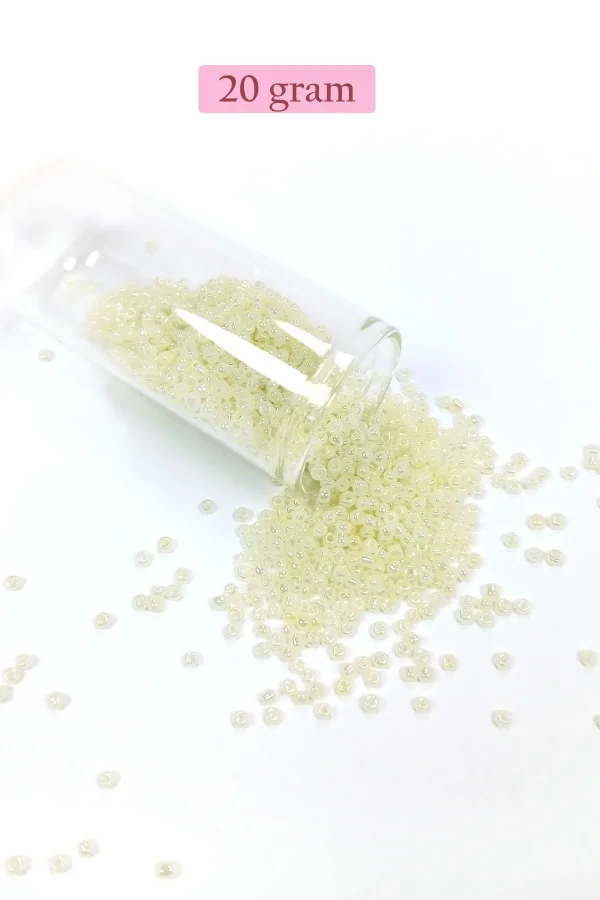 Dökme Cam Kum Boncuk (11/0) 2 mm - 20 Gram -  Krem - BNC012