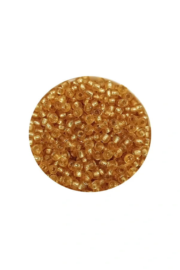 Dökme Cam Kum Boncuk (11/0) 2 mm - 20 Gram -  Şeffaf Altın - BNC027