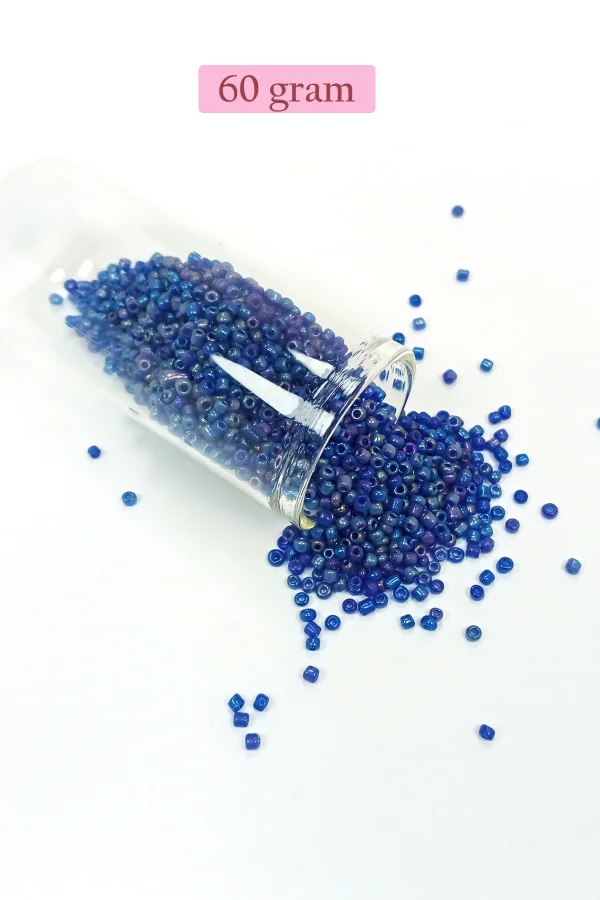 Dökme Cam Kum Boncuk (11/0) 2 mm - 60 Gram -  Koyu Mavi - BNC052