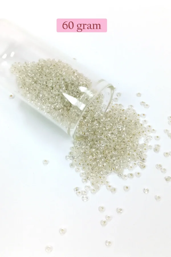 Dökme Cam Kum Boncuk (11/0) 2 mm - 60 Gram -  Şeffaf - BNC069