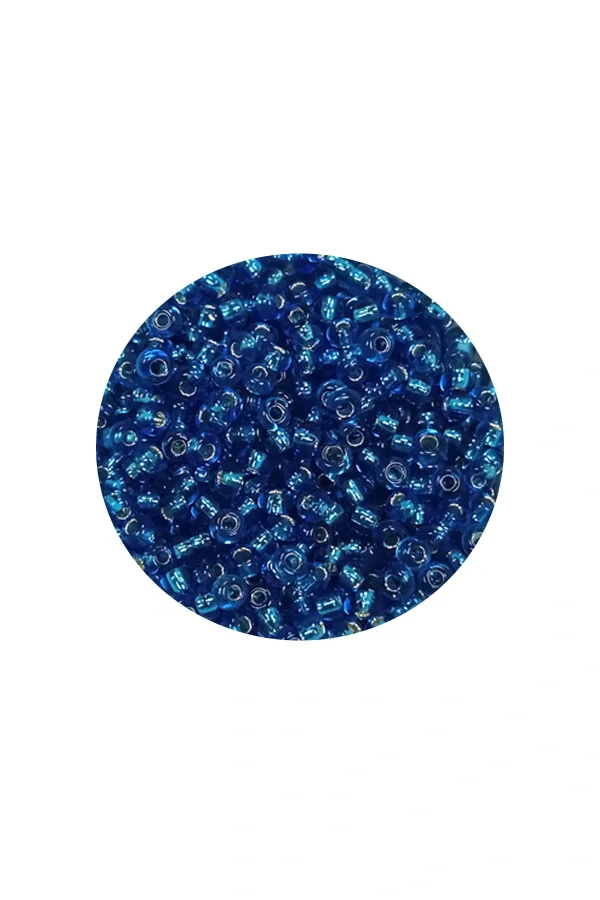 Dökme Cam Kum Boncuk (11/0) 2 mm - 60 Gram -  Şeffaf Mavi - BNC042