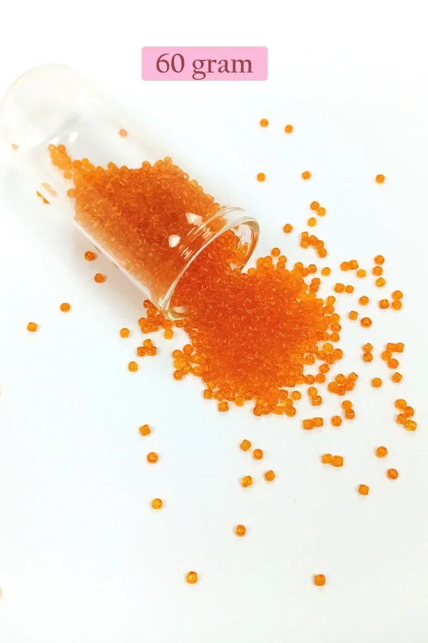 Dökme Cam Kum Boncuk (11/0) 2 mm - 60 Gram -  Şeffaf Turuncu - BNC051