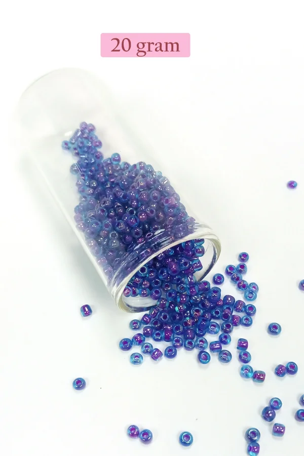 Dökme Cam Kum Boncuk (8/0) 3 mm - 20 Gram - Şeffaf Mavi - BNC149