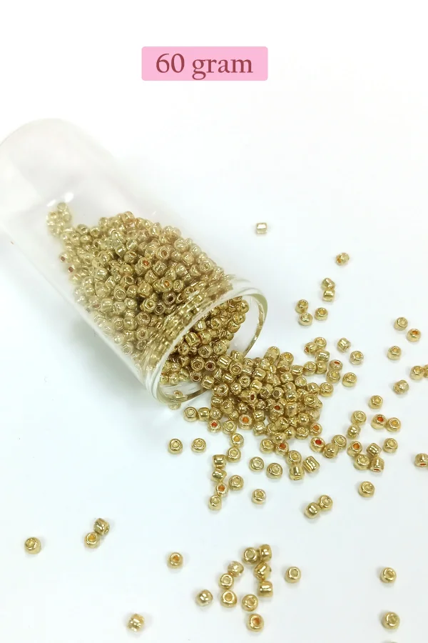 Dökme Cam Kum Boncuk (8/0) 3 mm - 60 Gram - Altın Rengi - BNC185