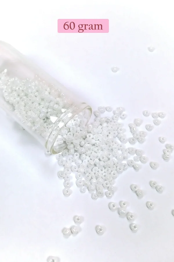 Dökme Cam Kum Boncuk (8/0) 3 mm - 60 Gram - İnci Beyaz - BNC186