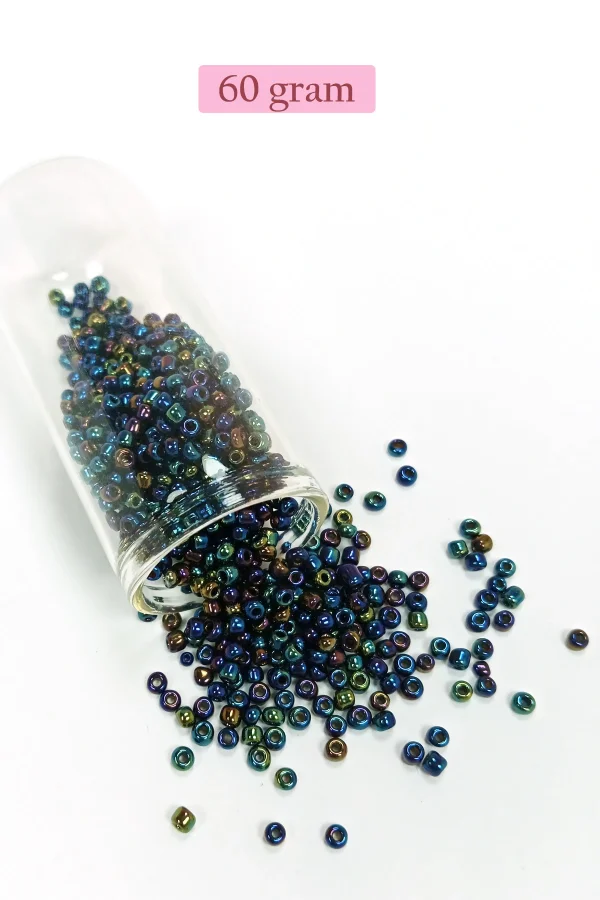 Dökme Cam Kum Boncuk (8/0) 3 mm - 60 Gram - Lacivert Yeşil - BNC210