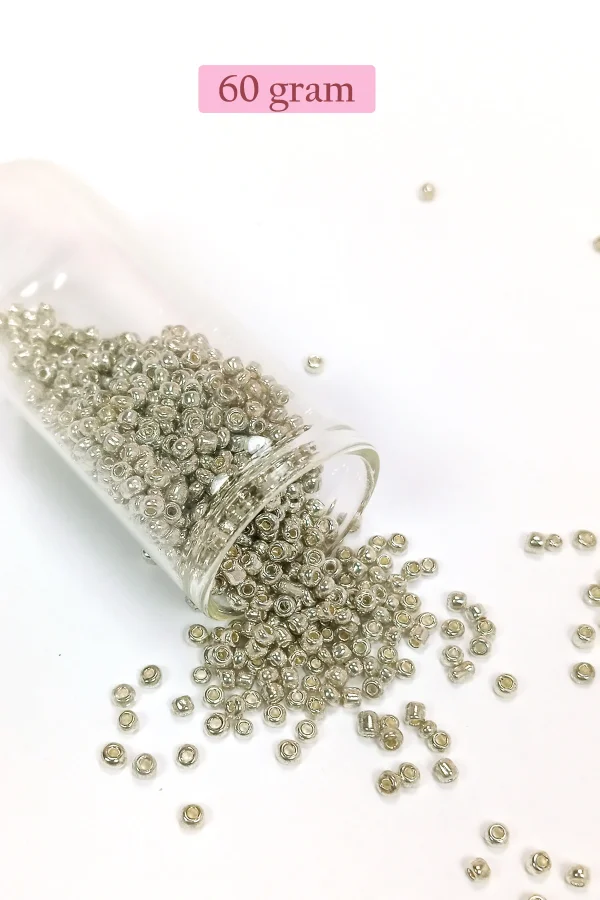 Dökme Cam Kum Boncuk (8/0) 3 mm - 60 Gram - Parlak Gümüş - BNC188