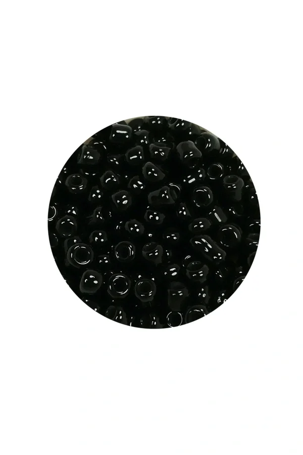 Dökme Cam Kum Boncuk (8/0) 3 mm - 60 Gram - Parlak Siyah - BNC211