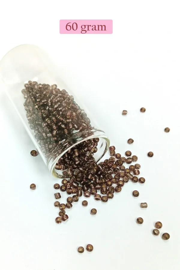 Dökme Cam Kum Boncuk (8/0) 3 mm - 60 Gram - Şefaff Alacalı Kahve - BNC213