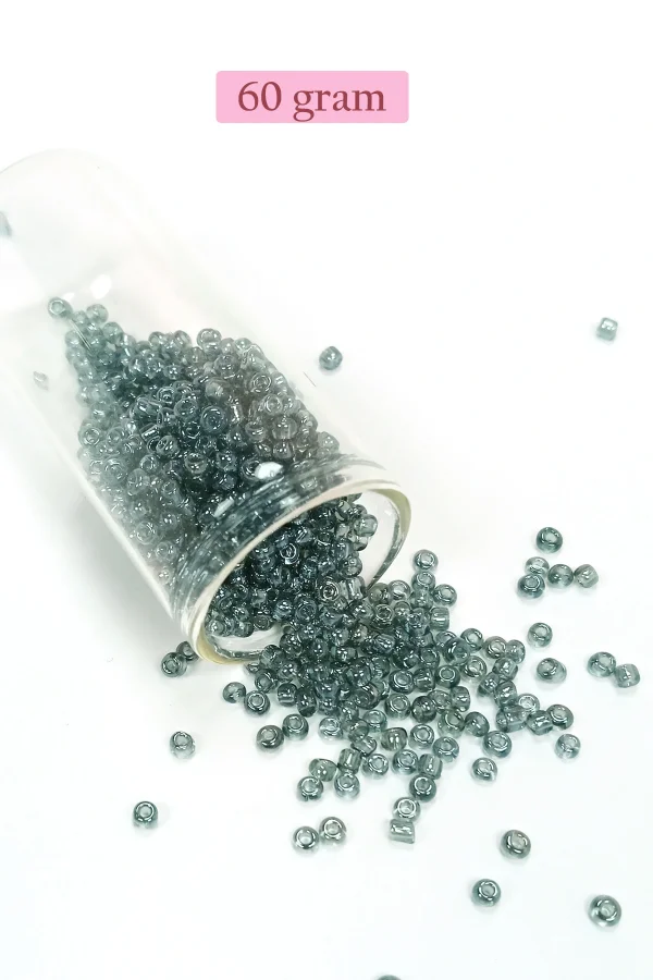 Dökme Cam Kum Boncuk (8/0) 3 mm - 60 Gram - Şeffaf Gri - BNC215