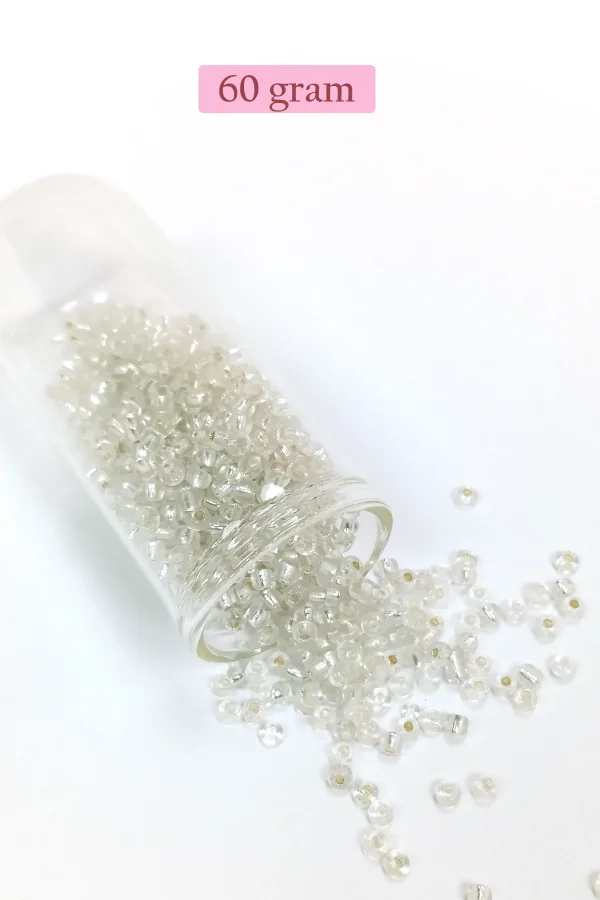 Dökme Cam Kum Boncuk (8/0) 3 mm - 60 Gram - Şeffaf Gümüş - BNC201