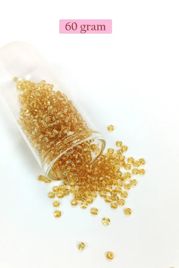 Dökme Cam Kum Boncuk (8/0) 3 mm - 60 Gram - Şeffaf Koyu Sarı - BNC217