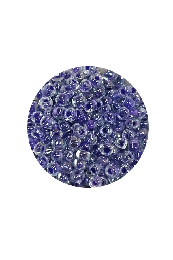 Dökme Cam Kum Boncuk (8/0) 3 mm - 60 Gram - Şeffaf Mor Beyaz - BNC222