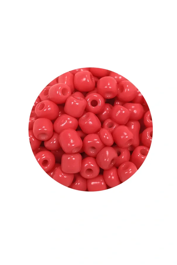 Dökme Cam Kum Boncuk Büyük Boy (6/0) 4 mm - 20 Gram - Açık Kırmızı - BNC089