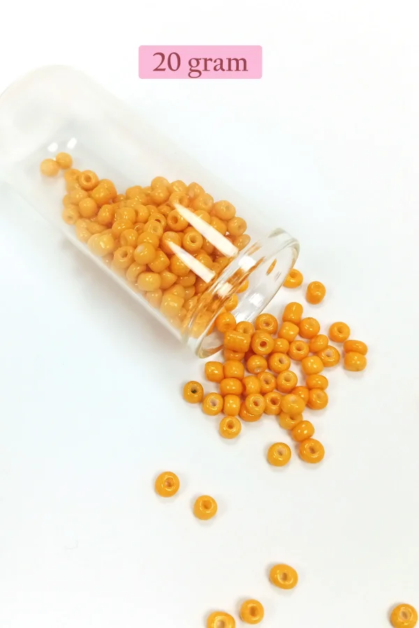 Dökme Cam Kum Boncuk Büyük Boy (6/0) 4 mm - 20 Gram - Açık Turuncu - BNC095