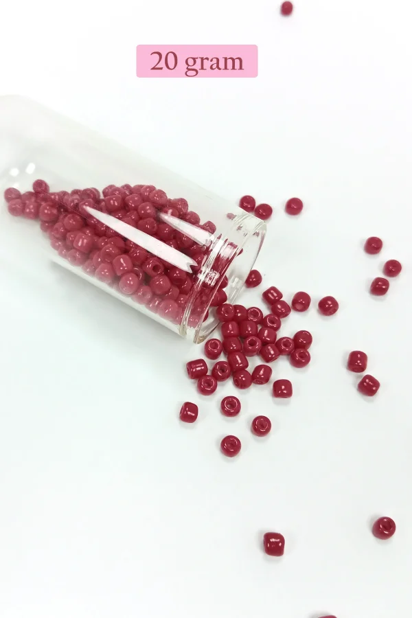 Dökme Cam Kum Boncuk Büyük Boy (6/0) 4 mm - 20 Gram - Bordo - BNC097