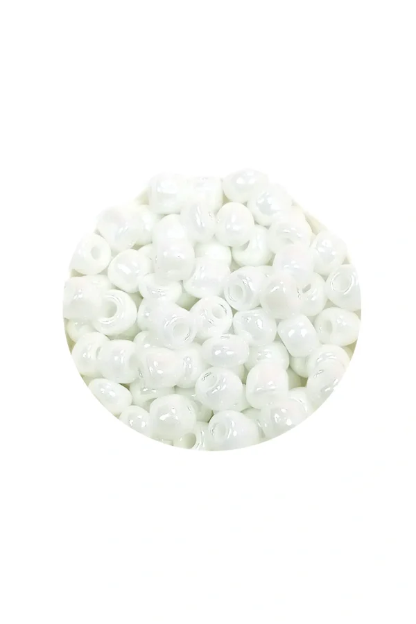 Dökme Cam Kum Boncuk Büyük Boy (6/0) 4 mm - 20 Gram - Kar Beyaz - BNC073