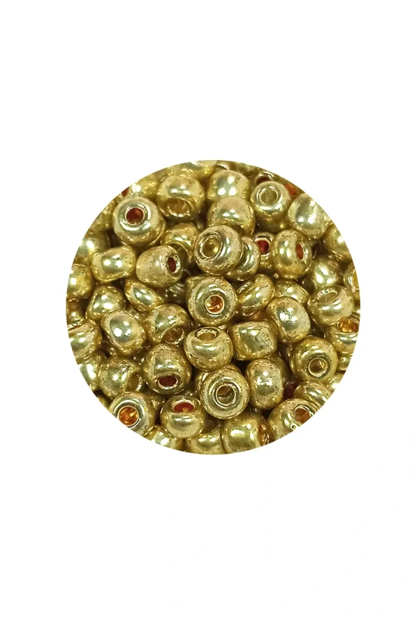 Dökme Cam Kum Boncuk Büyük Boy (6/0) 4 mm - 60 Gram - Altın - BNC129