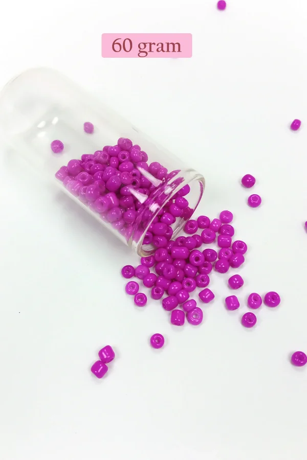 Dökme Cam Kum Boncuk Büyük Boy (6/0) 4 mm - 60 Gram - Fuşya - BNC135