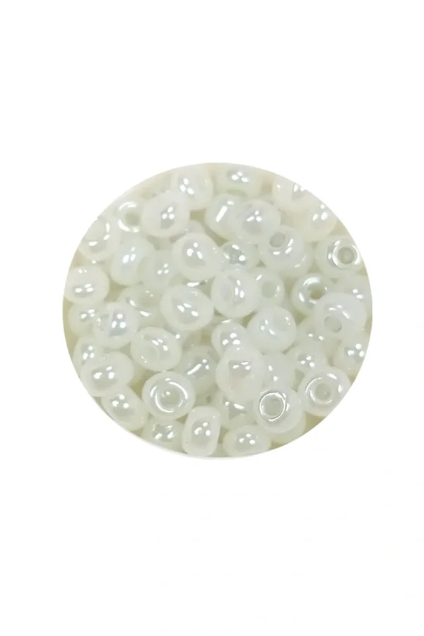 Dökme Cam Kum Boncuk Büyük Boy (6/0) 4 mm - 60 Gram - İnci Beyaz - BNC117