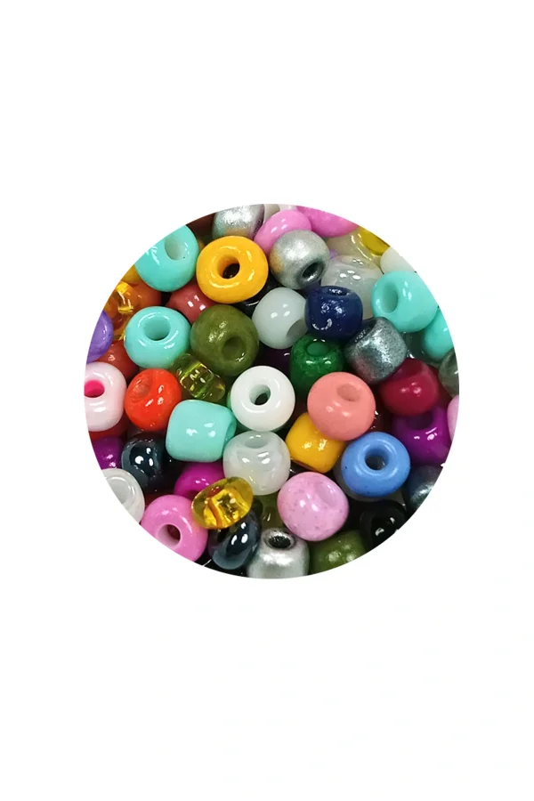 Dökme Cam Kum Boncuk Büyük Boy (6/0) 4 mm - 60 Gram - Karışık Renkli - BNC132