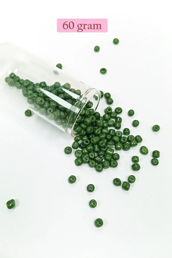 Dökme Cam Kum Boncuk Büyük Boy (6/0) 4 mm - 60 Gram - Koyu Yeşil - BNC112