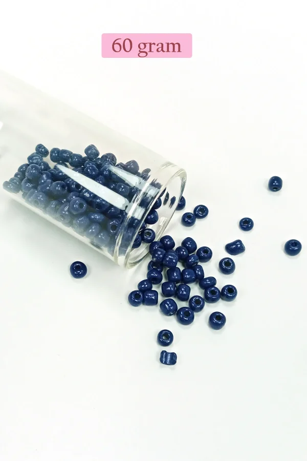 Dökme Cam Kum Boncuk Büyük Boy (6/0) 4 mm - 60 Gram - Lacivert - BNC134