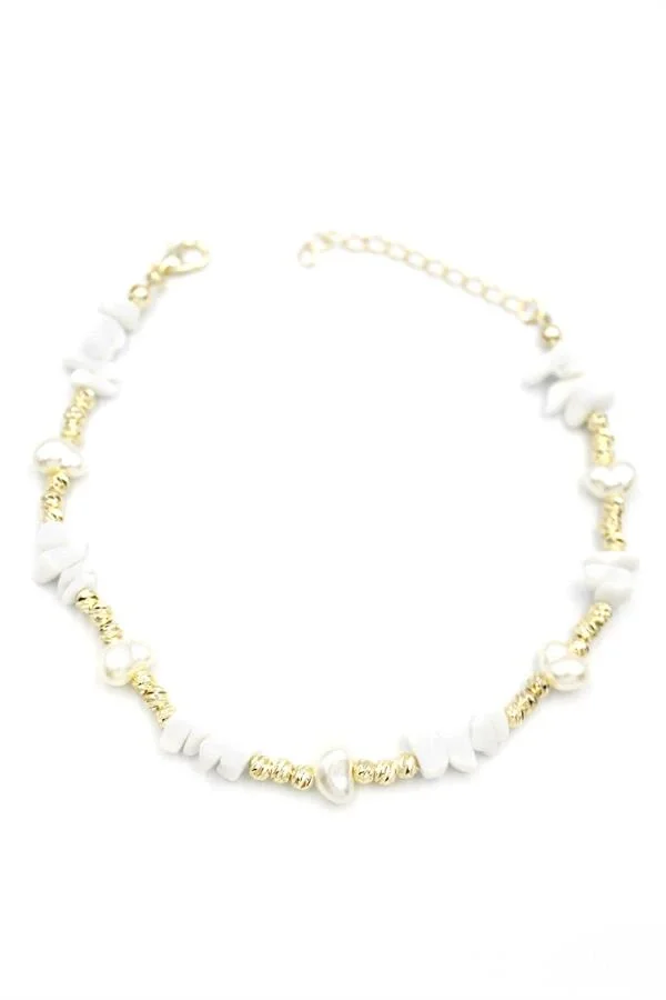 Dorika Taş Halhal - Beyaz