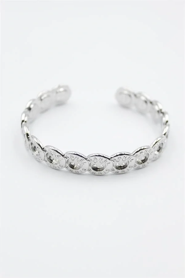 Düğme Bilezik - Gümüş