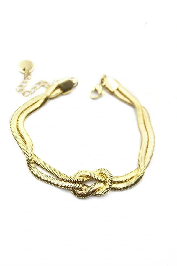 Düğüm Zincir Çelik Bileklik - Altın