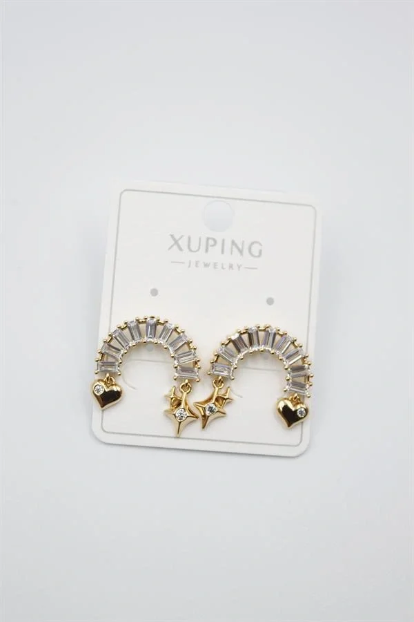 Gökkuşağı Taşlı Küpe - Altın