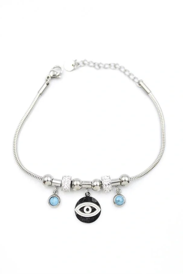 Göz Charm Bileklik - Gümüş