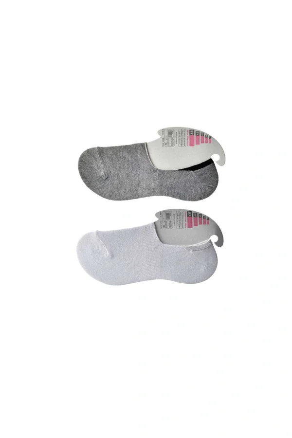 Gri ve Beyaz Kadın Babet Çorap 12 çift
