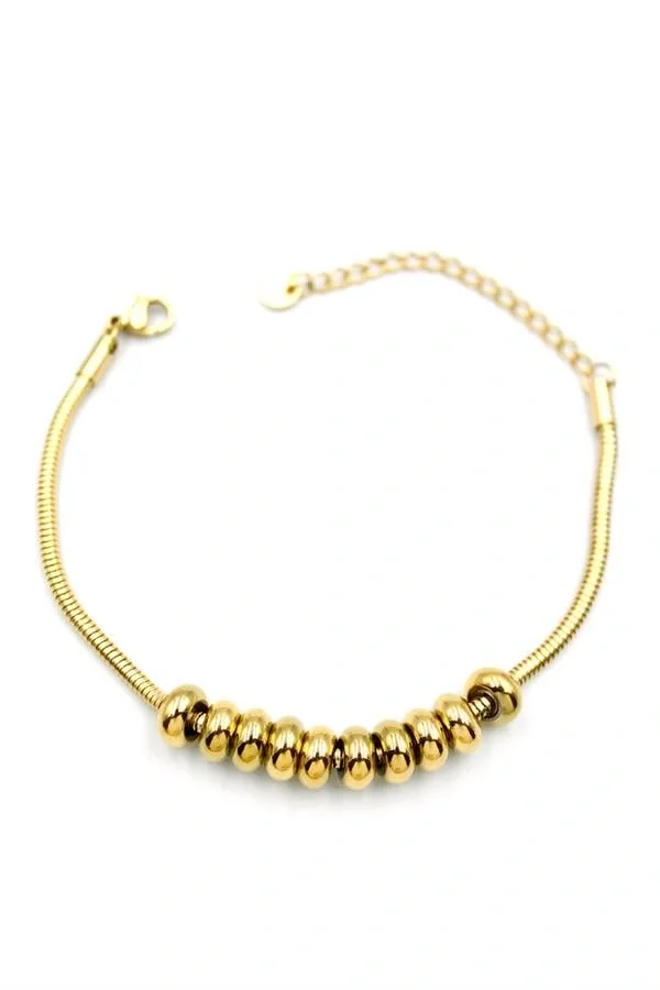 Halkalı Yılan Zincir Bileklik - Altın
