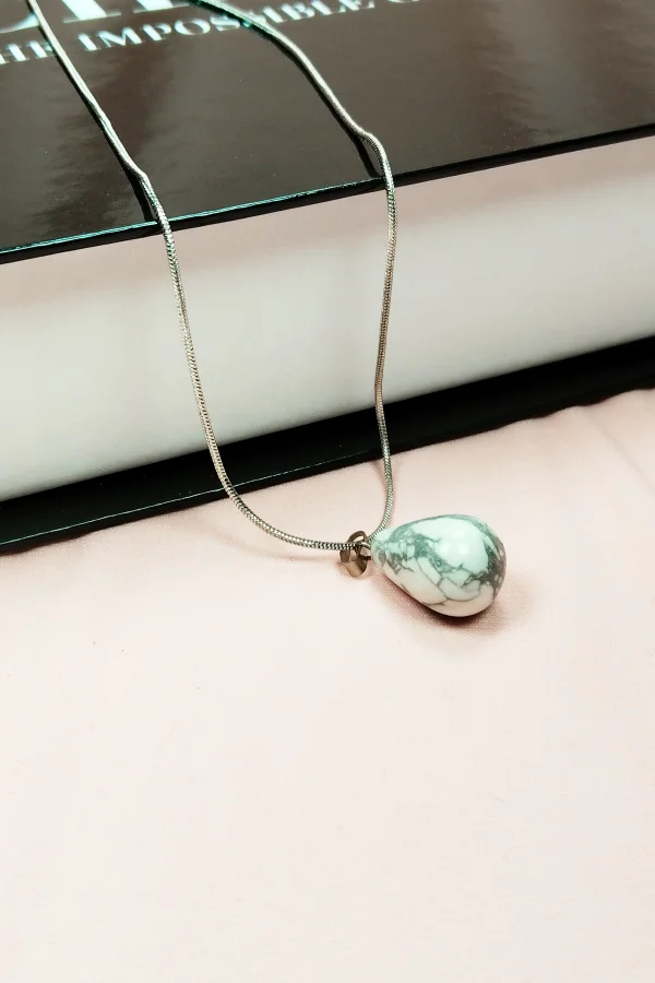 Havlit Doğal Taşı Zincirli El Yapımı Kolye Uç: 2 cm Zincir: 20 cm Kutulu