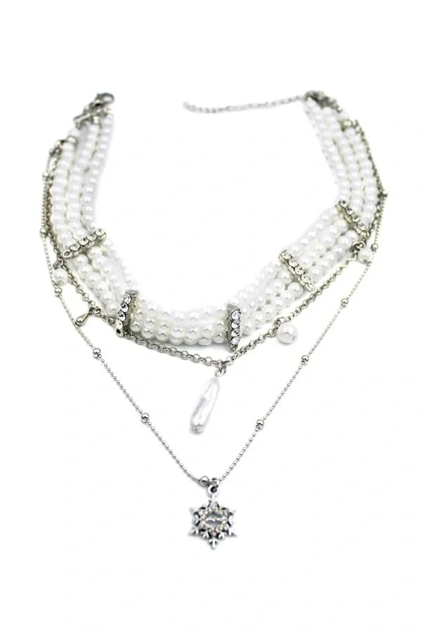 İnci Tasma Kolye - Gümüş