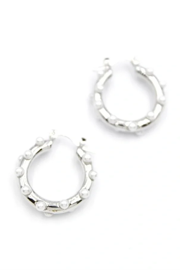 İncili Halka Küpe - Gümüş