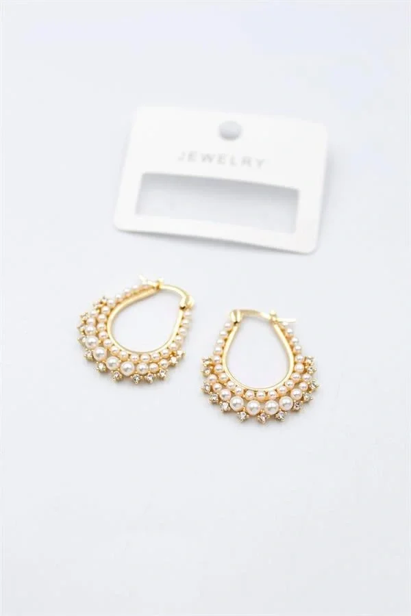 İncili Küpe - Altın