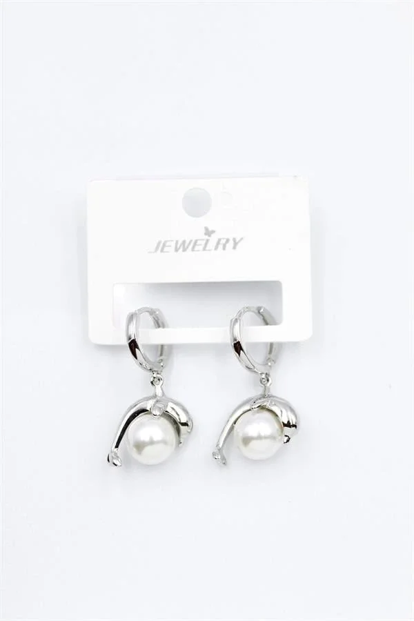 İncili Yunus Küpe - Gümüş