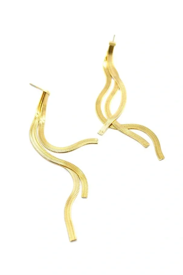 İtalyan Zincir Sallantılı Küpe - Altın