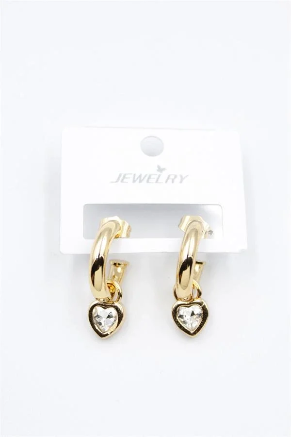 Kalp Halka Küpe - Beyaz